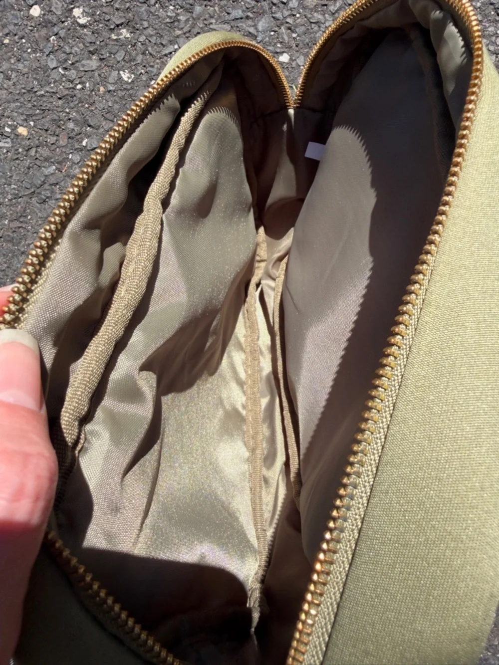 Olive Green 'TRAVEL' Zip Cosmetic Pouch